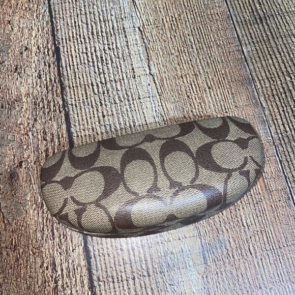 Coach Hard Clamshell Signature Eyeglass Sunglasses Case Khaki Brown - Picture 1 of 8
